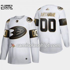 Camisola Anaheim Ducks Personalizado Adidas 2019-2020 Golden Edition Branco Authentic - Criança